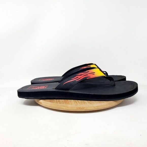 Vans Flip Flop Sandals Men 13 Flames Black Red Nexpa Thong Slip On Shoes - Picture 1 of 12